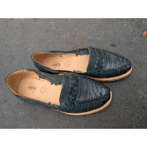 Stephy Women's Huarache Leather Woven Sandals Sz 7 Espadrille Slip On Shoes - Picture 3 of 6